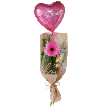 Balão Te Amo com Gérberas ❤️